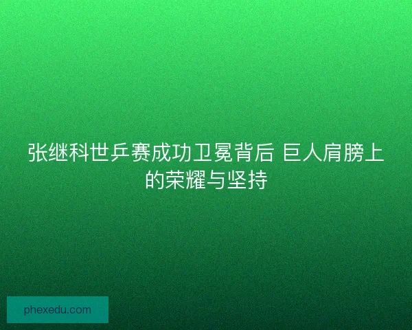 张继科世乒赛成功卫冕背后 巨人肩膀上的荣耀与坚持
